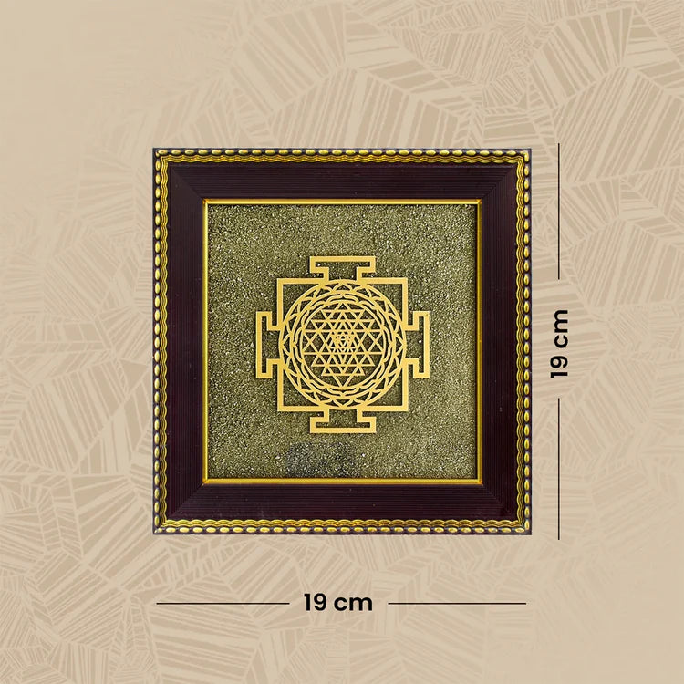 Shree Yantra on Raw Pyrite Frame