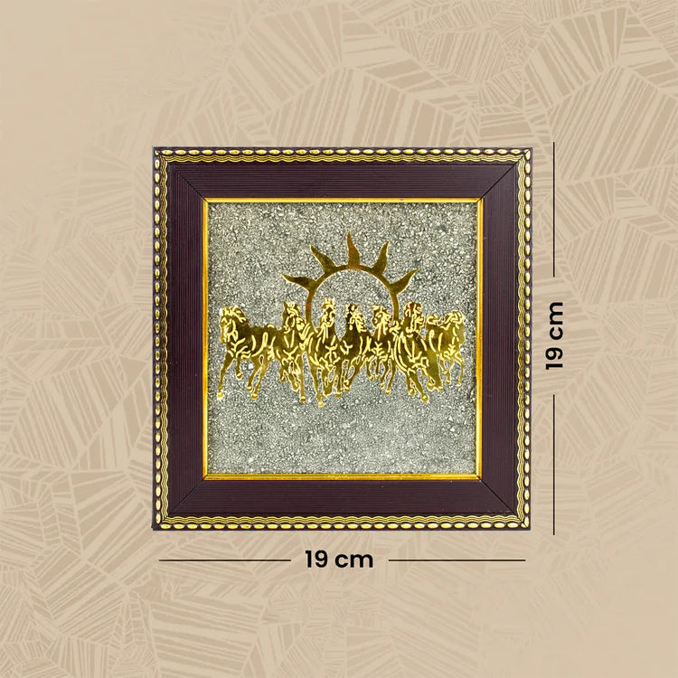 7 Horses on Raw Pyrite Frame