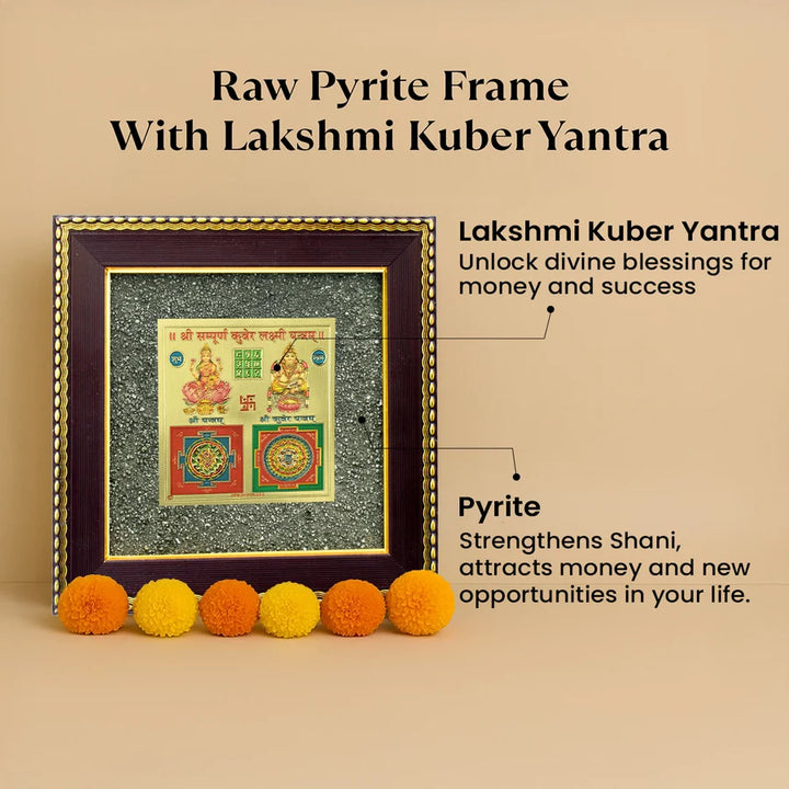 Lakshmi Kuber Yantra on Raw Pyrite Frame