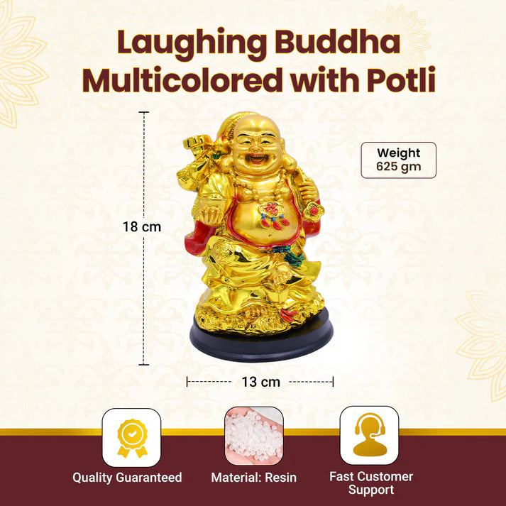 Laughing Buddha Multicolored with Potli