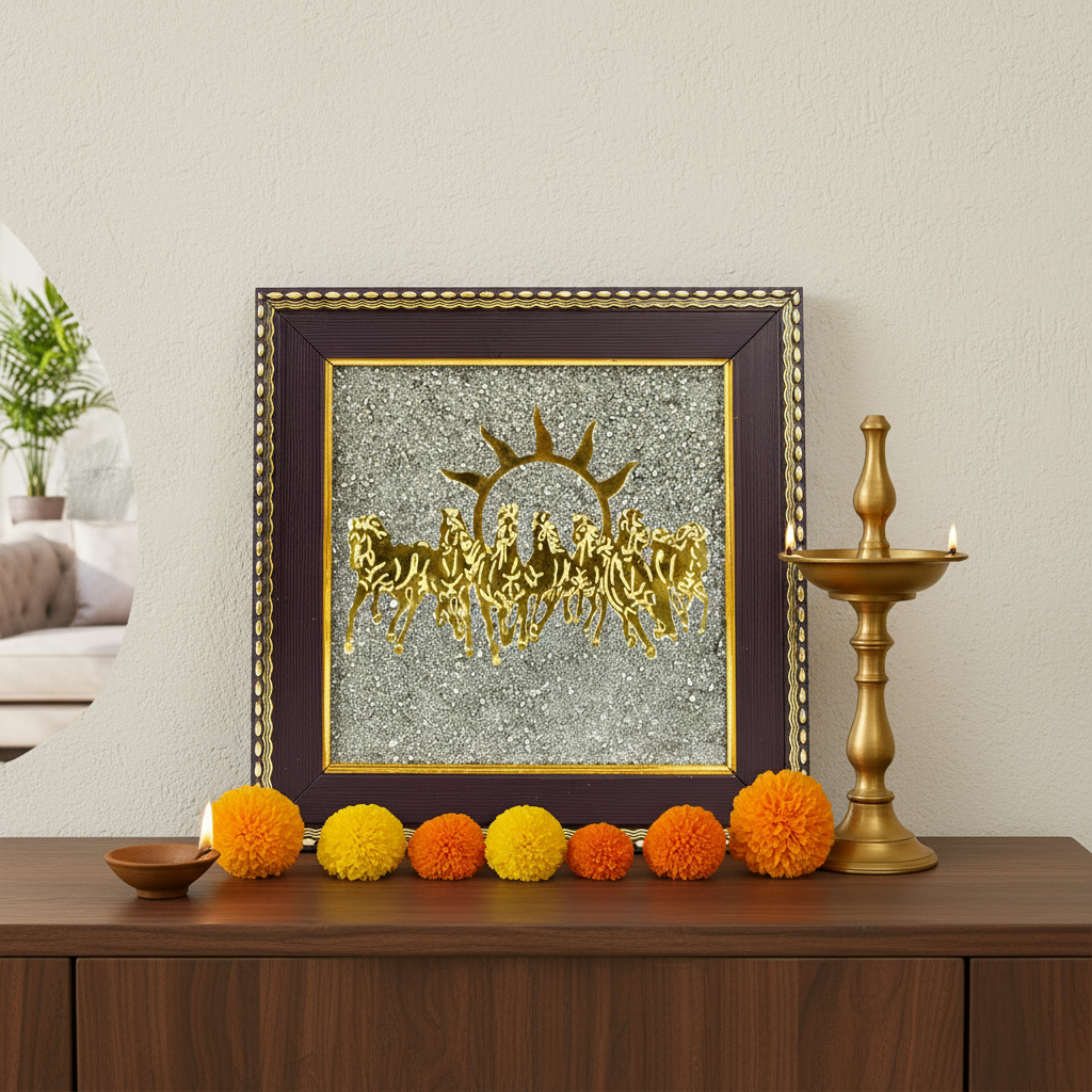 Social media banner for 7 Horses on Raw Pyrite Frame